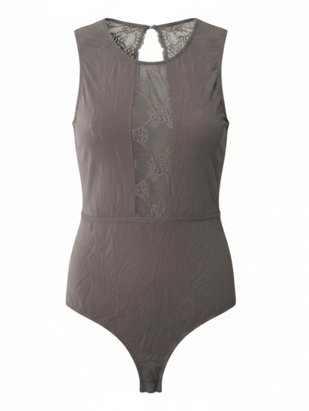 Sleeveless Lace-Panel Bodysuit in Taupe